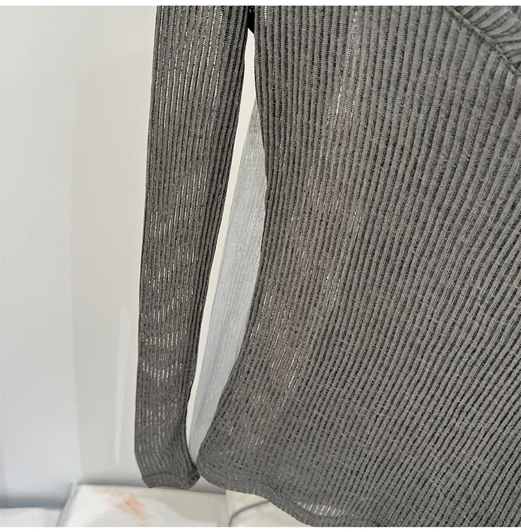 2026 Sommer Neuer Lässiger Stil Transparentes Dünnes Durchsichtiges Überzug-Top Damen T-Shirt V-Ausschnitt Sonnenschutz Langarm T-Shirt – Detail 27