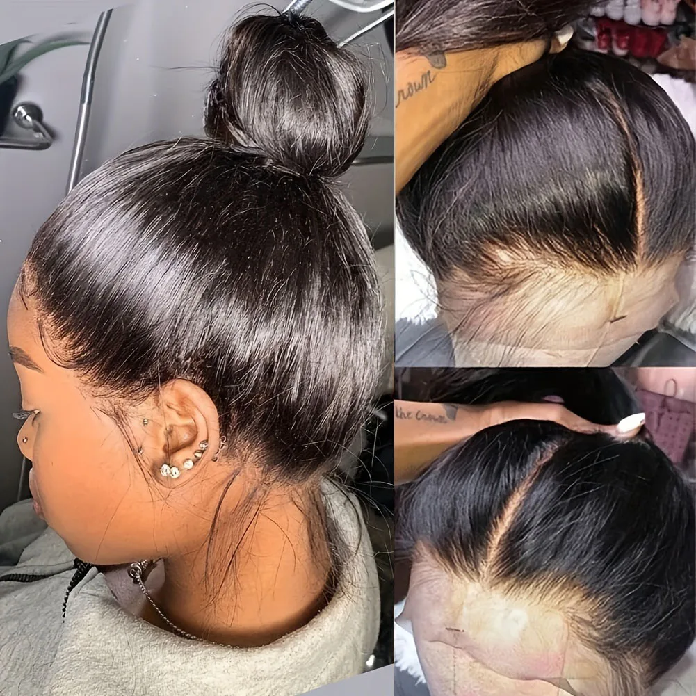 

360 Full Lace Wig Straight Nature Black Human Hair Wigs 220 Density HD Transparent Front Lace Human Hair Wig Brazilian Remy Wig