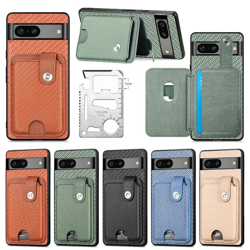 Fashion The Back Cards Slots Phone Case For Google Pixel 8 7 Pro 7A 6A 6 Pro Equipped With Multifunctional Card Knife Back Cover