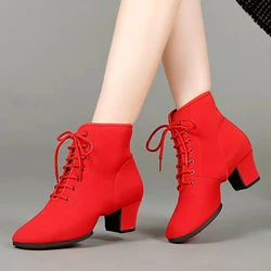 Women Latin High Top Dance Shoes Salsa Jazz Dancing Boots Female High Heels 3.5cm/5.5cm Outdoor Adult Ballroom Dance Sneakers