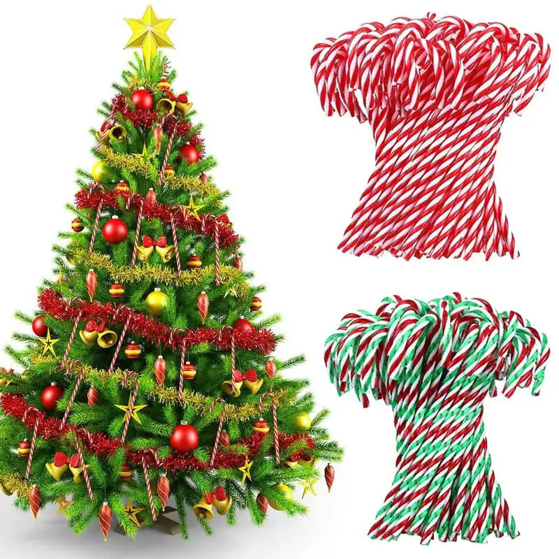 10/20pcs Christmas Acrylic Candy Canes Xmas Tree Hanging Ornaments New Year Party Home Decorations Kids Gift Navidad Natal