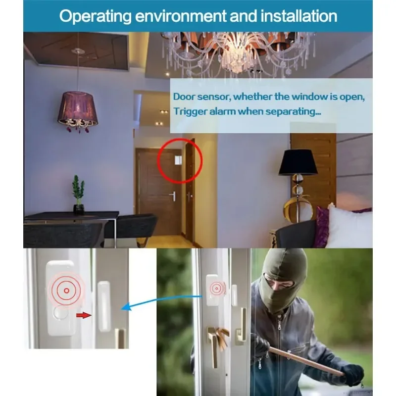 Wireless Door and Window Sensor 7 433MHz RF Encoding Mode, Used for Home Security Alarm System PB-67R Anti-theft Alarm Kit