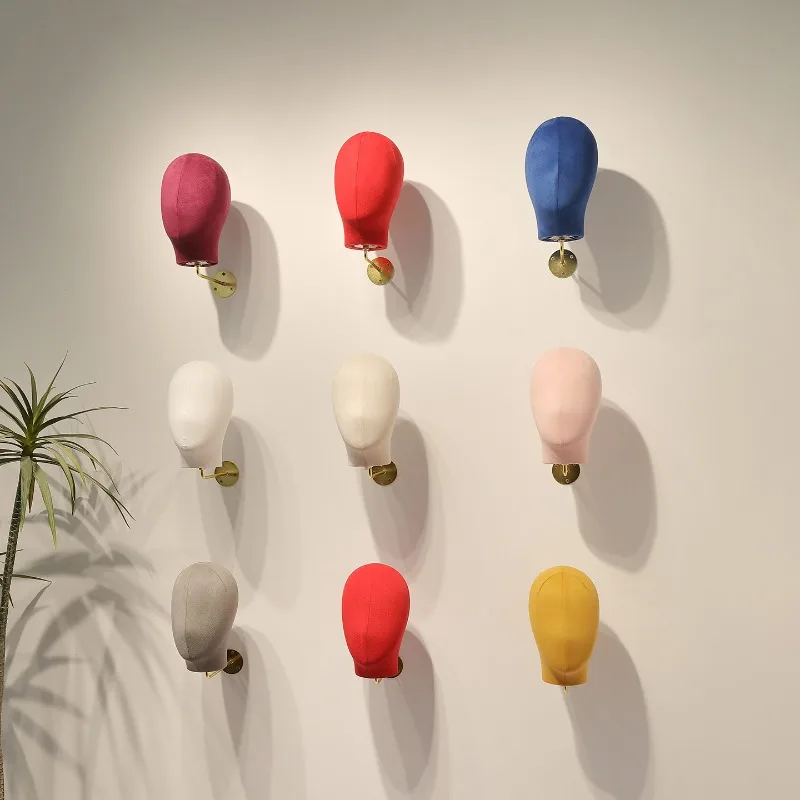 Colorful Mannequin Head Model Wall Mount Hat Wig Display Stand Wall Hanging Head Form for Salon Shop Window Collection Display