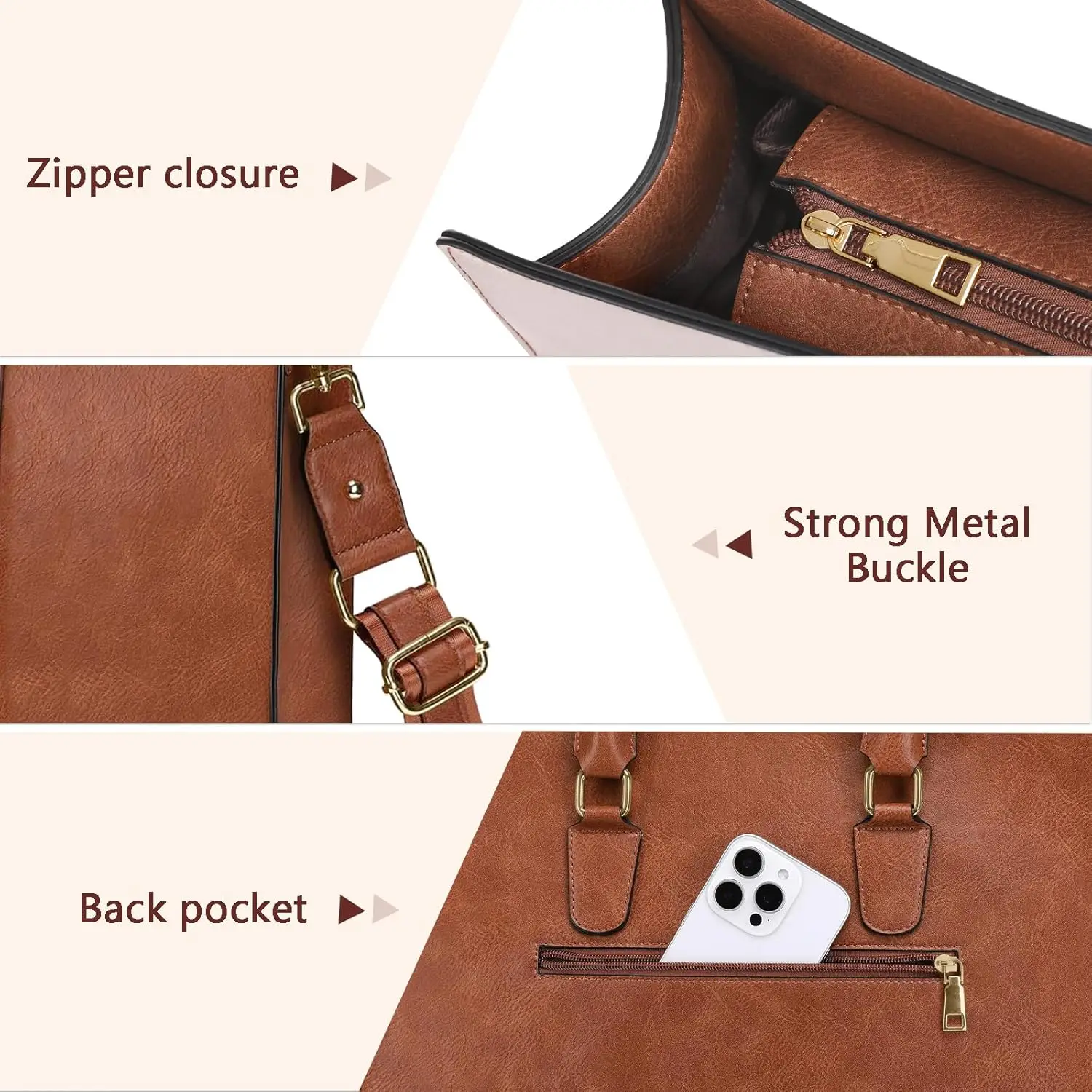 PU Leather Laptop Bag 15.6 inch Waterproof Tote Bag Casual Travel Handbag Shoulder Bags Office Computer Briefcase Women's Bag