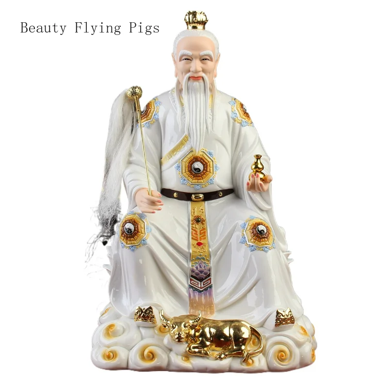 

1PCS 12 Inch Pure Handmade Resin Taishang Laojun Sanqing Dao Ancestor Statue Home Feng Shui Decoration Office Desktop Crafts