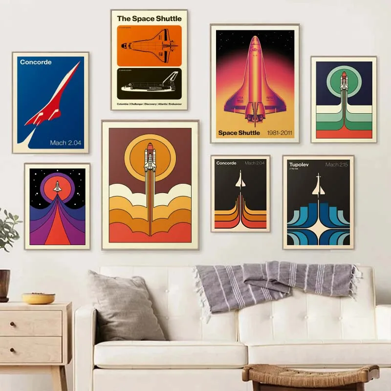 Vintage Iconic Aviation Supersonic 2.04 Jet High-Speed Flight Artwork Poster and Prints Canvas Painting Wall Pictures Home Decor
