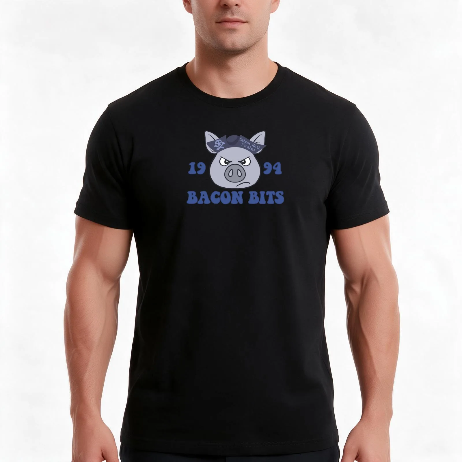 bacon bits T-Shirt, Summer Casual Cotton Tee, Oversized Streetwear Tops, Vintage Graphic Print, Loose Fit Short Sleeve