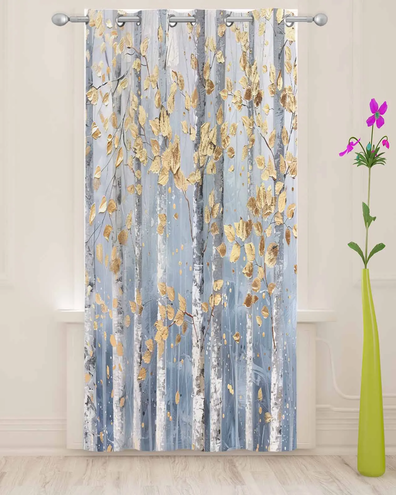 Impressionism Of Oil Painting Forest Plants Modern Tulle Curtains Voile Drapes Sheer Window Curtains Bedroom Accessories