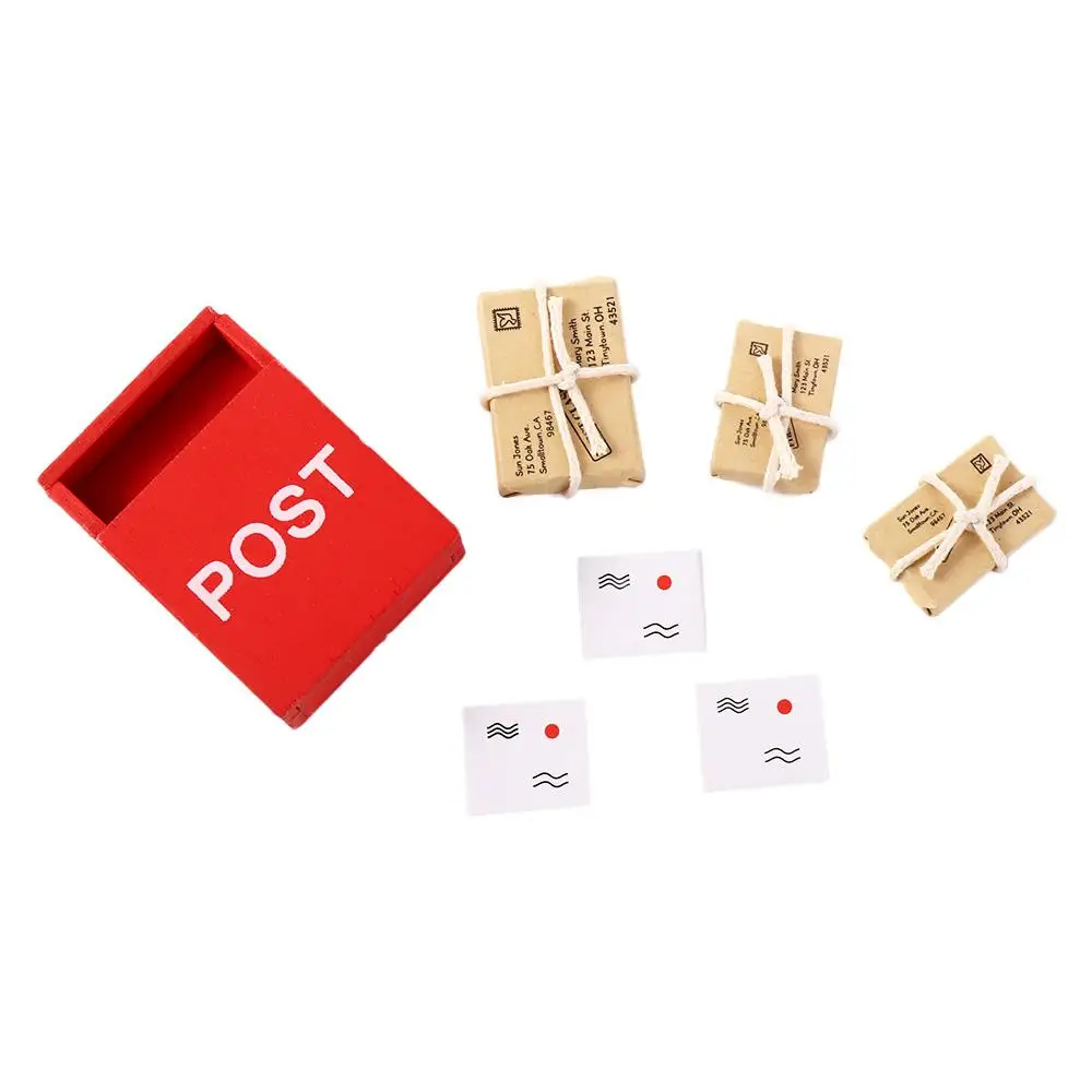 Model Toy Decorative Craft Mini Mailbox With Mail Sack Postcard Dollhouse Miniature Letter Box Simulation Furniture Toy