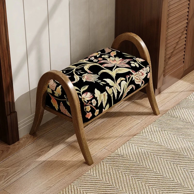 Retro Simple Vanity Stool Solid Wood Bedroom Durable Vanity Stool Reliable Home Furniture Taburete De Maquillage ZY40HZD