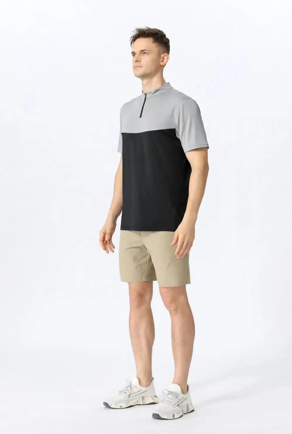 

Men Short Sleeve Tops Polo Shirt Golf Shirt Half Zipper Summer Cotton Slim Korea Business Casual T-shirt Tees Lapel Tops Solid