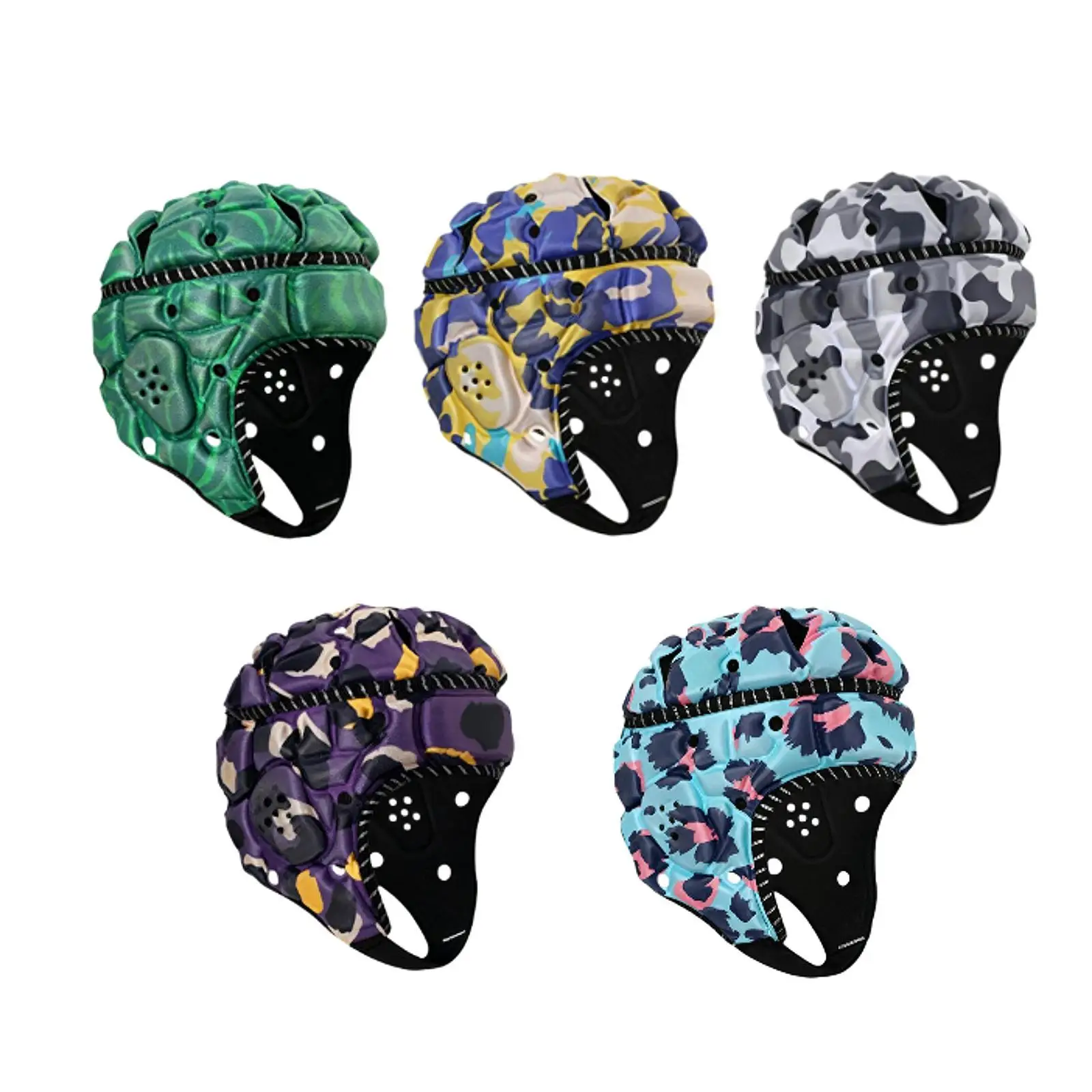 Soft Padded Rugby Helmet Adult Head Shield Shock Absorption Sports Cap for Men Women Football Baseball Playing