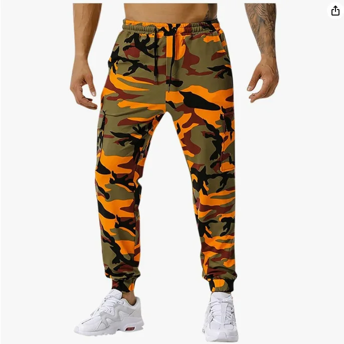 

Men Print Casual Pants Drawstring Ankle Length Pencil Pant Mid Waist Pockets Spliced Slim Fit Casual 2025 Spring Sports