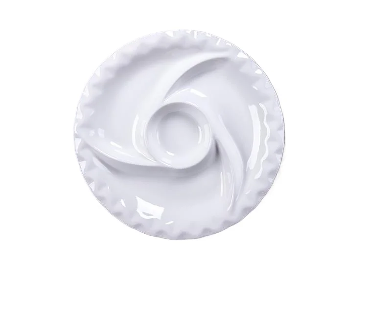 Grid Plate Ceramic Multi-grid Snacks Fruit Tableware Dried Fruit Vegetables Brine Platter Plate