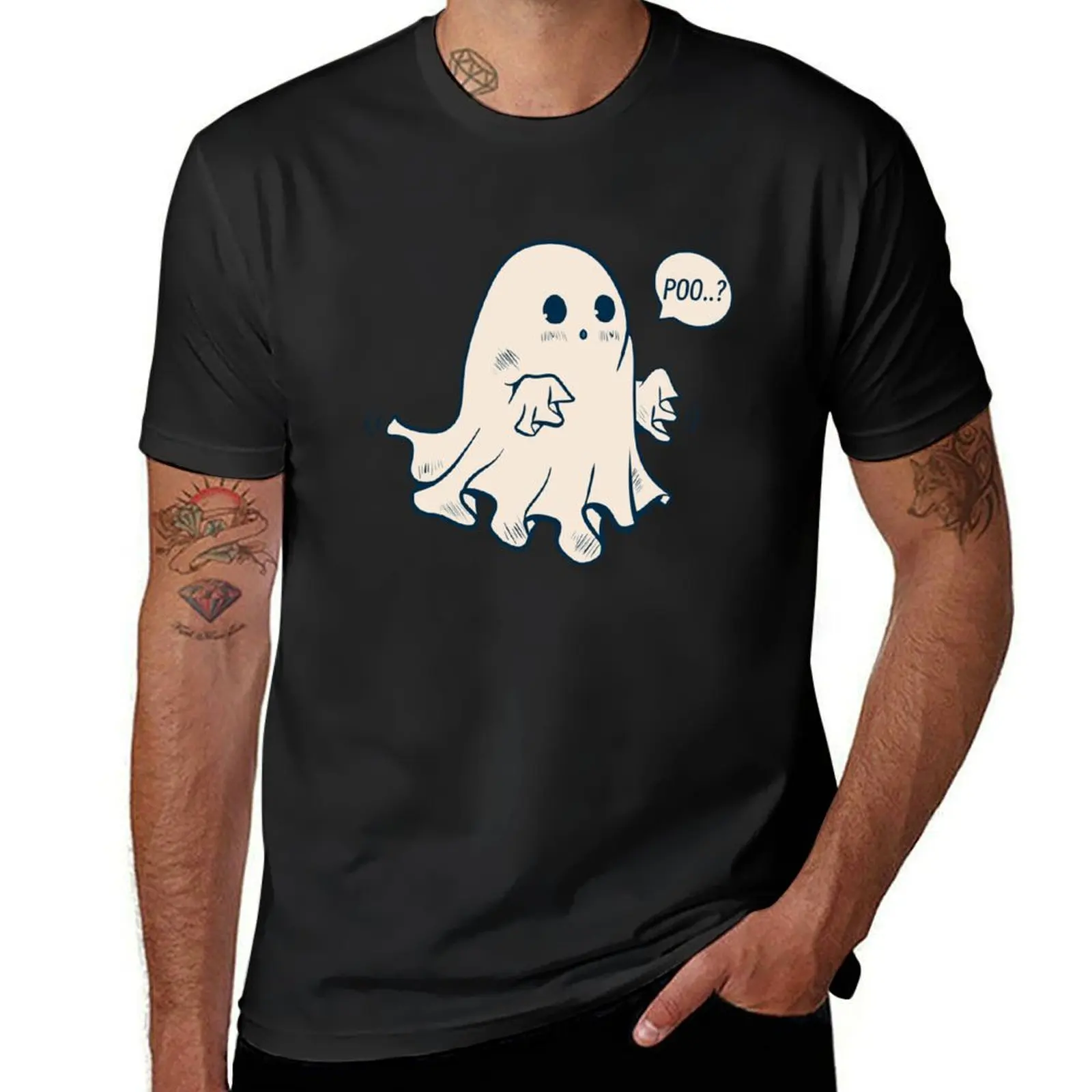 Cute funny little ghost wants to scare, but doesn’t know how T-Shirt plain cute clothes summer tops mens funny t shirts