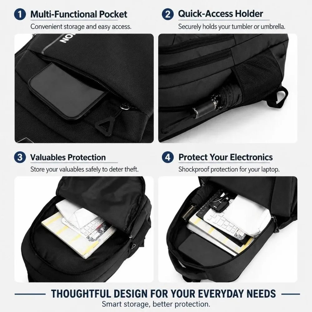 Large Capacity Student Schoolbag Adjustable Oxford Cloth Business Computer Bag Durable Breathable Waterproof Rucksack