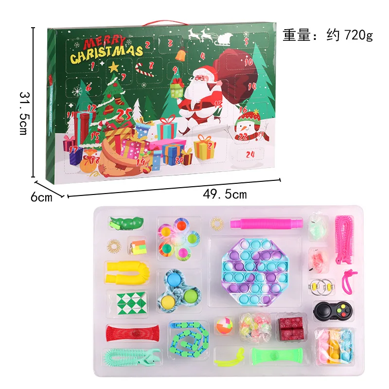 In Stock 24-25Pcs Christmas Advent Calendars 24 Days Fidget Toys Lucky Mystery Blind Box Xmas Gifts Novelty Surprise For Kids