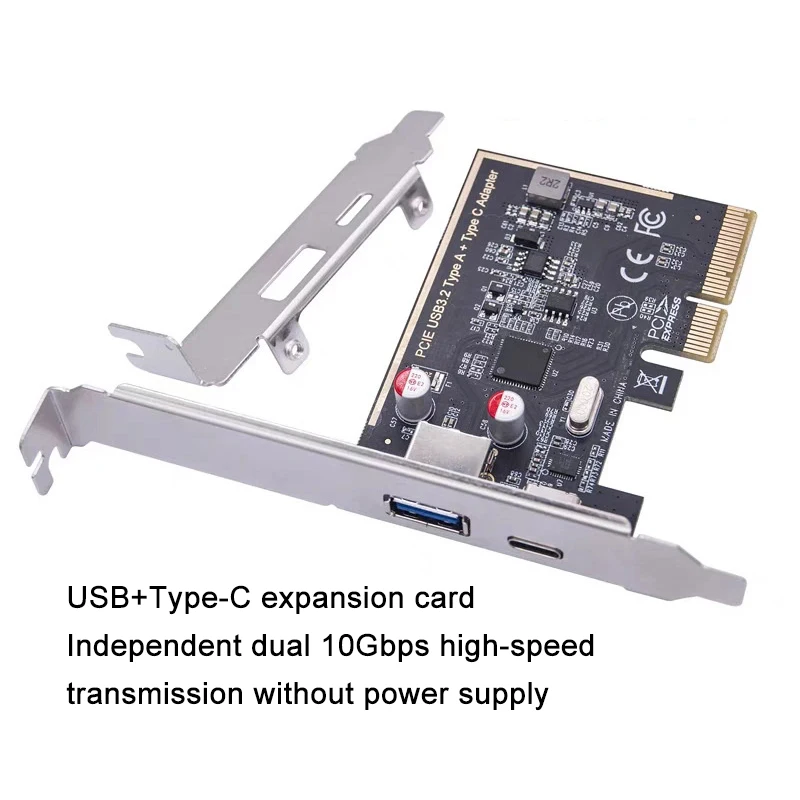 

PCIE USB3.2 GEN2 10Gbps Expansion Card PCIE to 2 Port Type C+A ASM1142 Chip Adapter USB Adapter for Desktop PC