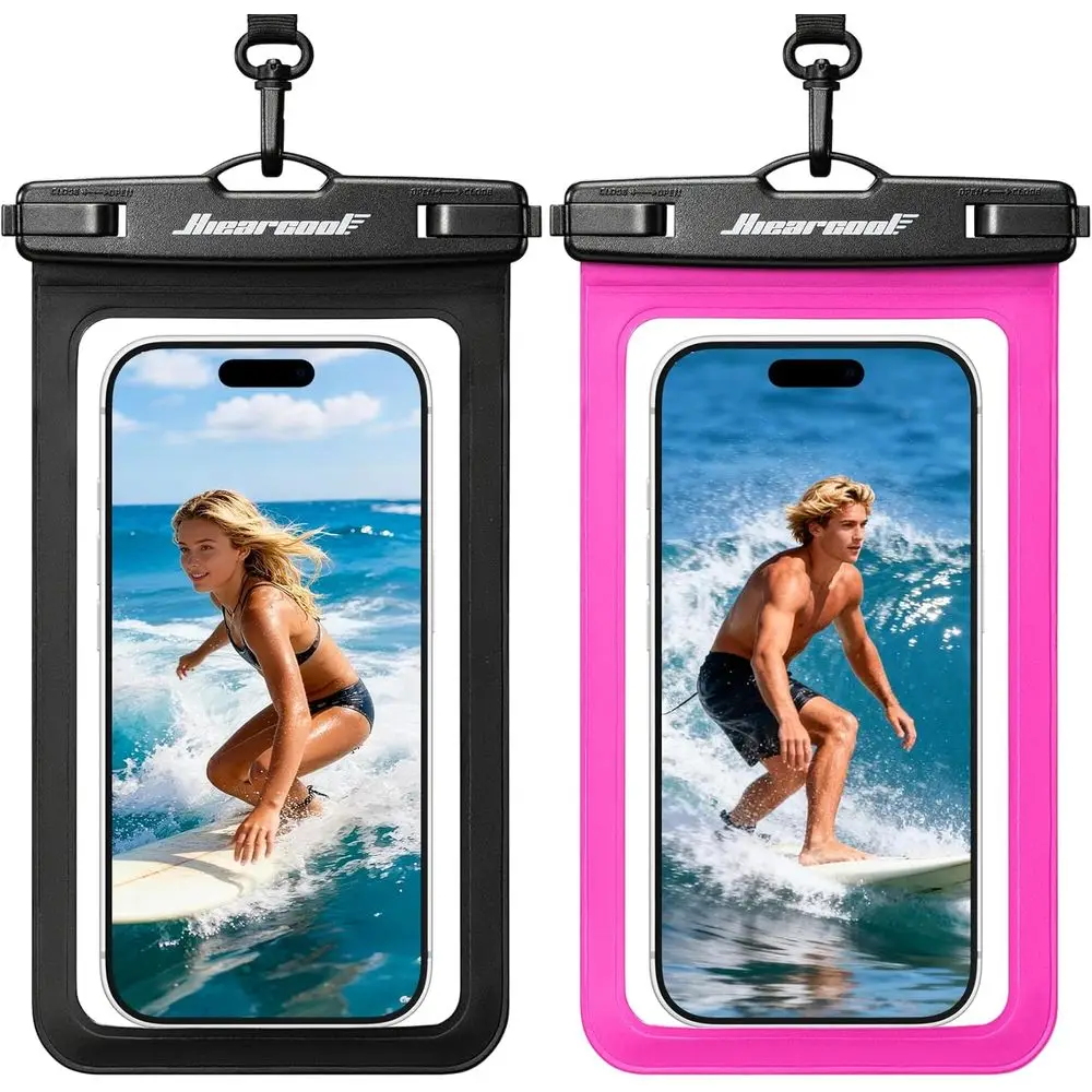 

Underwater Protective Pouch for iPhone 17-13 Pro Max, Dry Bag Essential for Cruise Travel - Black & Bright Red