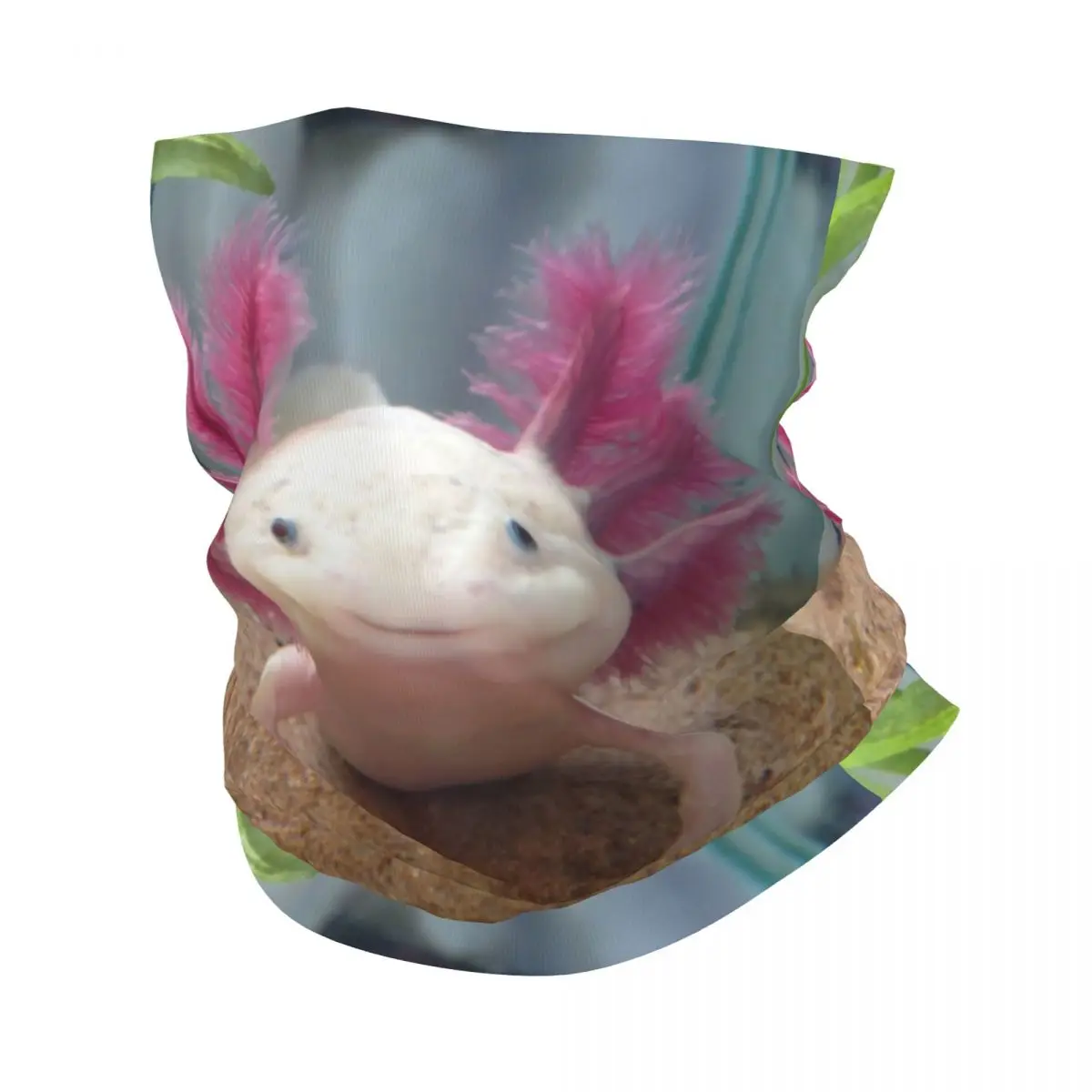 Custom Smiling Leucistic Axolotl Bandana Neck Gaiter UV Protection Face Scarf Cover Salamander Animal Headwear Tube Balaclava