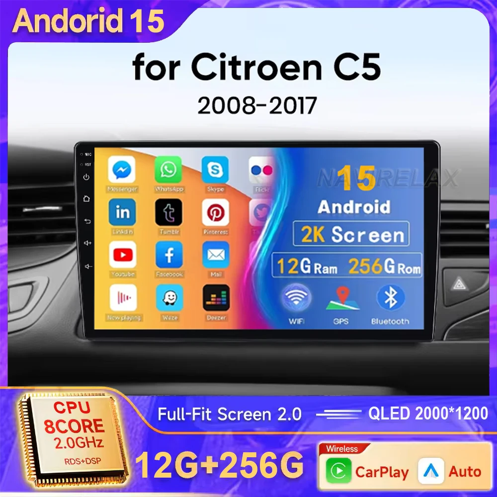 

Для Citroen C5 2008 2009 2010-2017 Android 15 Carplay авто радио мультимедийный плеер авторадио стерео DSP GPS 2din головное устройство