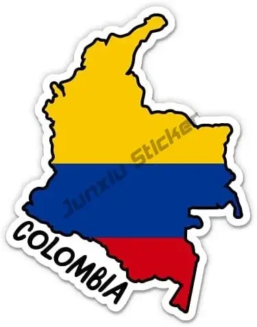 Colombia Map with Flag Vinyl Sticker country code CO Decal for Phone Laptop Water Bottle Waterproof Decal Campervan Funny Decor