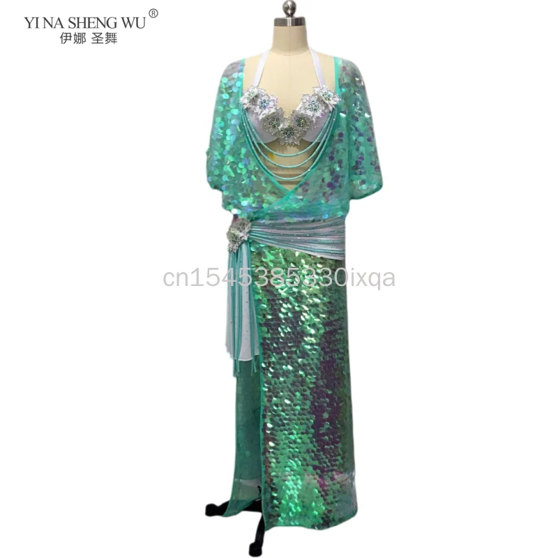 

2026 Belly Dancing Suit Women Customized Harness Dress Diamonds Sequins Irregular Bellydance Costume For Oriental Dance Costumes