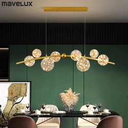 Nordic LED Pendant Lamp Clear Glass Ball Long Chandelier For Dining Room Bar Restaurant Coffee Shop Office Hanging Light