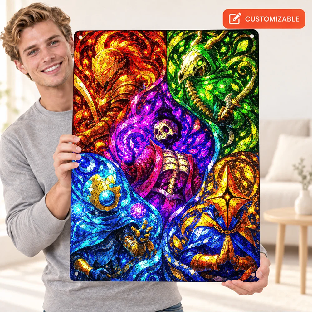 Slay The Spire II Characters Aluminum Poster Customized Metal Sign Ornamental Stained Glass Illustration Wall Art For Game Room