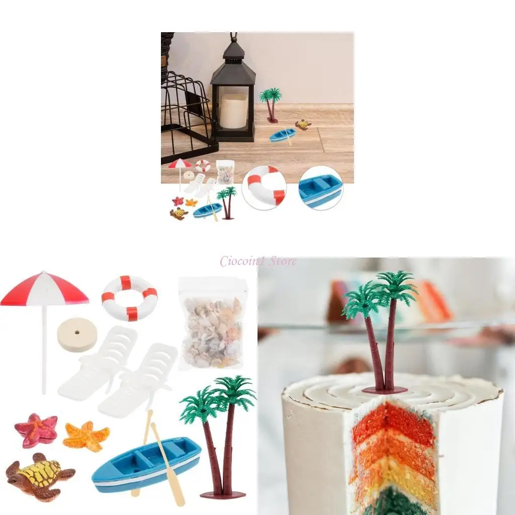 

Y1UB 1/12 Scale Miniature Beach Scene Display Furniture Set Doll House Accessories