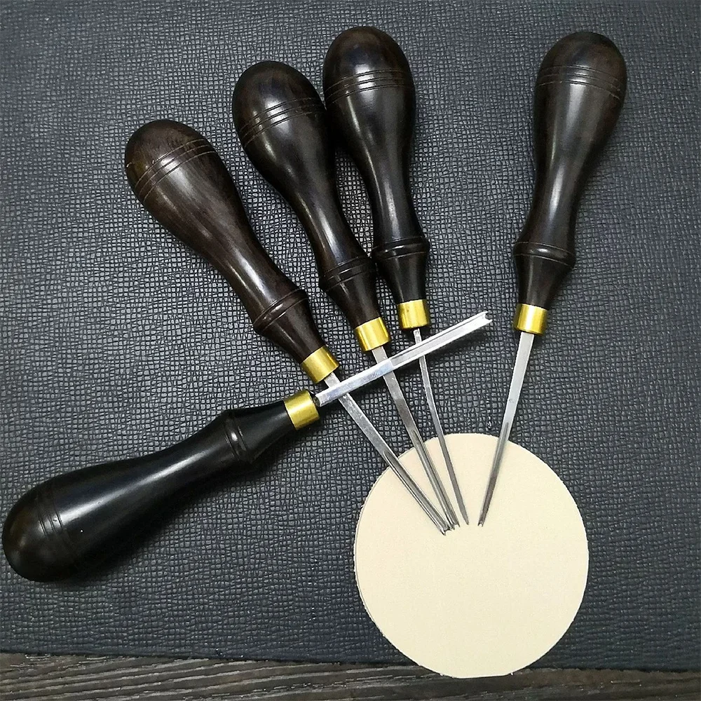 Stahl-Lederkantenabschräger mit Ebenholzgriff, 5 Größen, Handgeführtes Kantenwerkzeug für Lederarbeiten – Detail 3