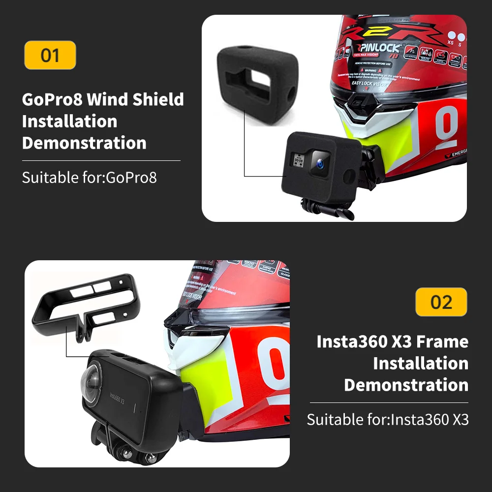 Uchwyt na kask KYT R2R do GoPro12 11 10 9 DJI Action 6 5Pro 4 Insta360 Ace Pro2 X4 X3 Akcesoria do kamer sportowych — zdjęcie produktu 5
