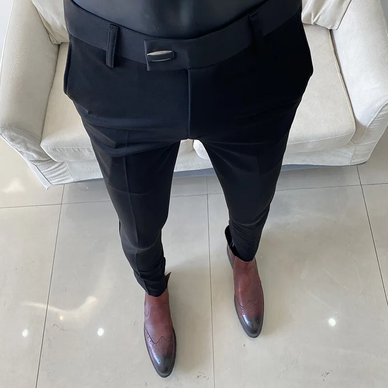 High Quality Men's Suit Pants 2025 Spring New Men Formal Business Office Social Dress Pants Slim Fit Casual Wedding Trousers