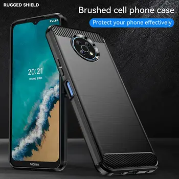 Silikonové pouzdro z uhlíkových vláken Funda pro Nokia G50 G20 G10 G21 G11 XR20 X71 X100 X20 X10 C21 Plus kartáčovaná textura tenký kryt 10 nejlepší prodej Černý kryt pro Nokii G10 - №1