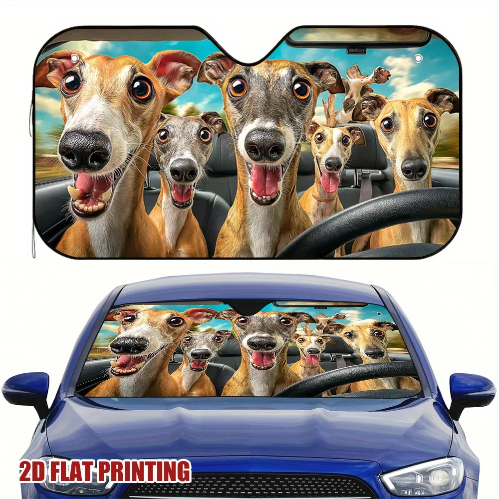

1pc Funny Whippets Road Trip Adventure Car Sun Shade, Unique Design, Fits Any Vehicle Model, Enhances Driver Comfort