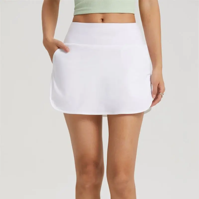 Women Sports Tennis Skirt Summer High Waist Fitness Fake 2 Pieces Short Skirt With Pockets Golf Gym Outdoor Workout Yoga Wear