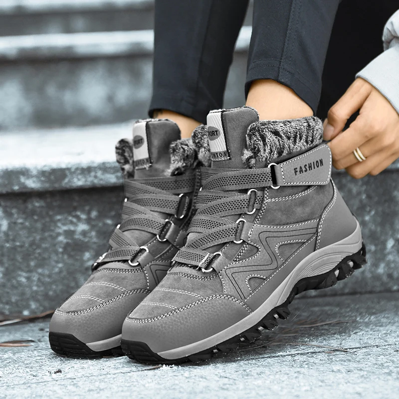 

2025 зимние ботинки для мужчин и женщин, плюшевая теплая уличная походная спортивная обувь, кроссовки, высокие зимние ботинки унисекс, повседневная прогулочная обувь