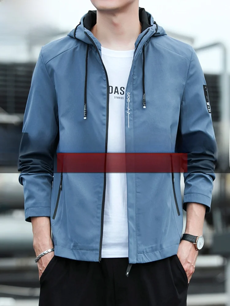 

TUCANO Men's Windproof Waterproof Workwear Jaet Autumn 2025 Faionable Hooded Baseball Sle Outerwear Stand Fit Polyes...