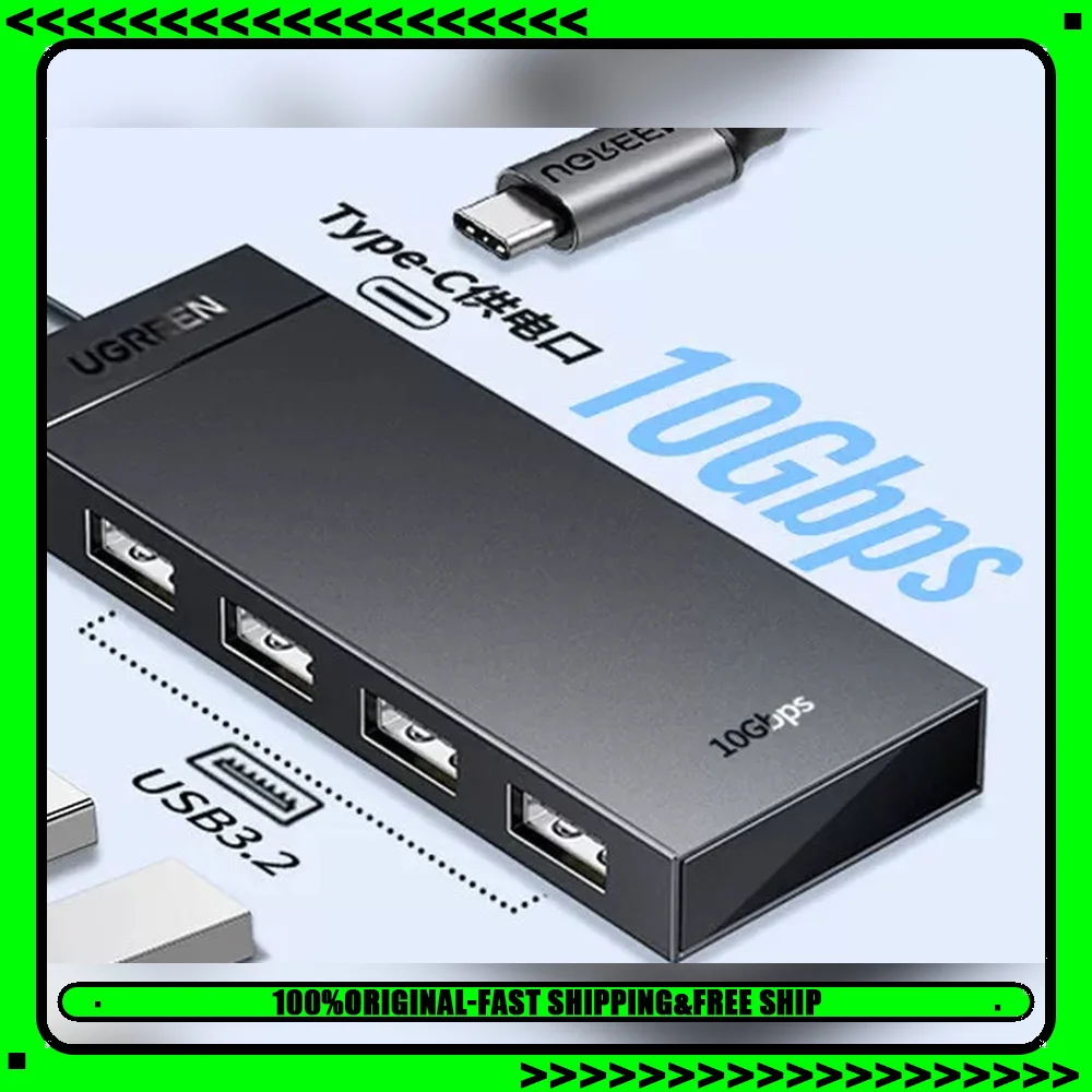 UGREEN 55373 USB 3.2 Gen 2 4-Port USB-A Hub 10Gbps Data Splitter with USB-C Power Input 0.5m Cable
