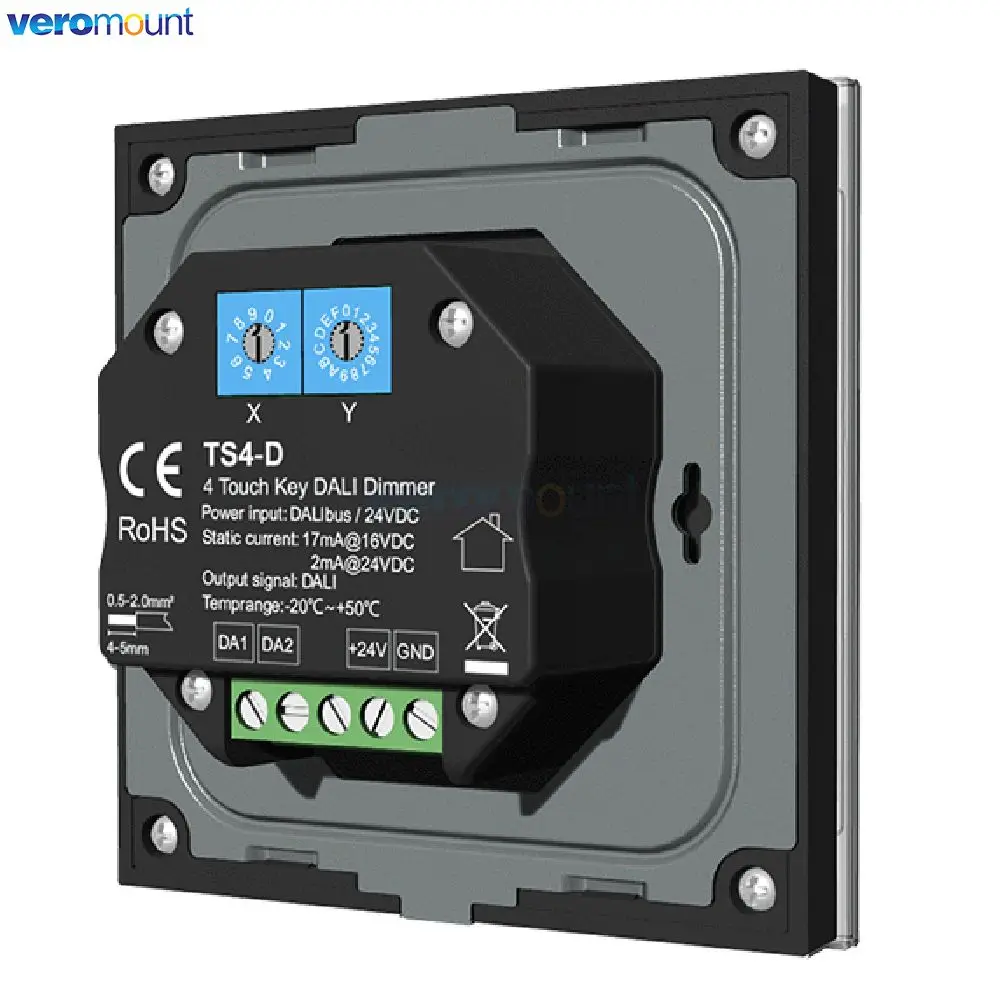 Skydance TS4-D 24V DC 4 DALI Addresses 4 button Wall Mounted Touch DALl Panel Master for Control 4 DAl Addresses