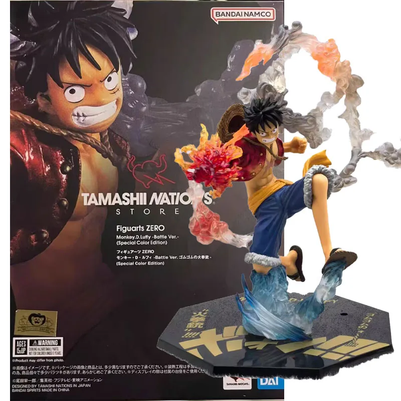 Bandai TNT Figuarts Zero One Piece Fighting Pose Luffy galvanoplastia fuego puño arma figura ornamento coleccionista regalo