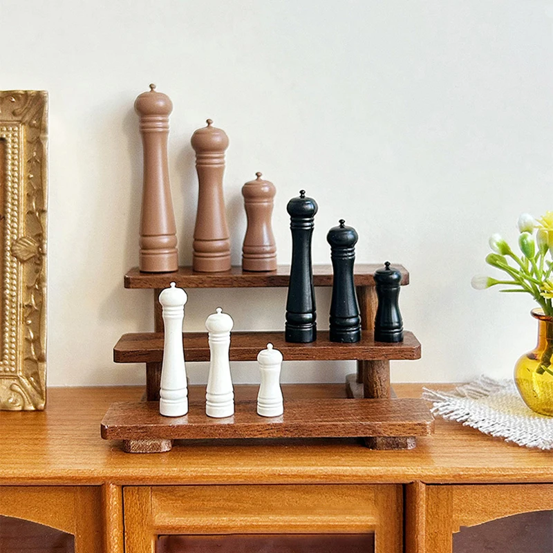 3개입 인형 집 가구 선물 인형집 합금 요리용 후추 그라인더 병 미니어처 미니 장면 모델 인형 액세서리