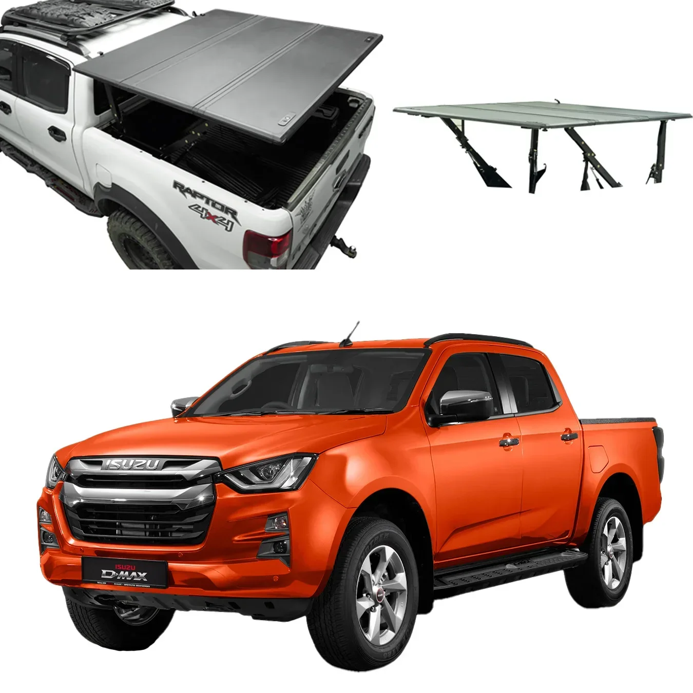 Pickup Folding off-road Accessories Hard Truck Lift-up tri-fold bed cover For Isuzu Dmax