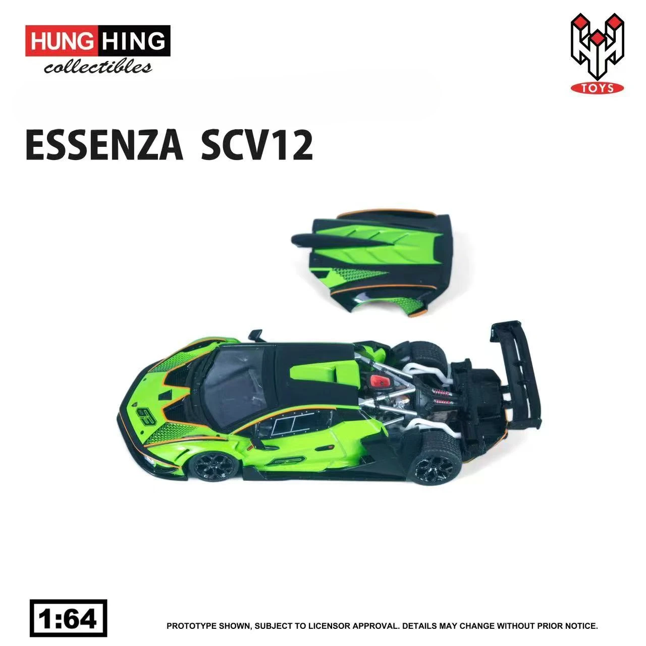 **Pre-order **HH Toys 1:64 Essenza SCV12 Yellow /Green Diecast Model Car