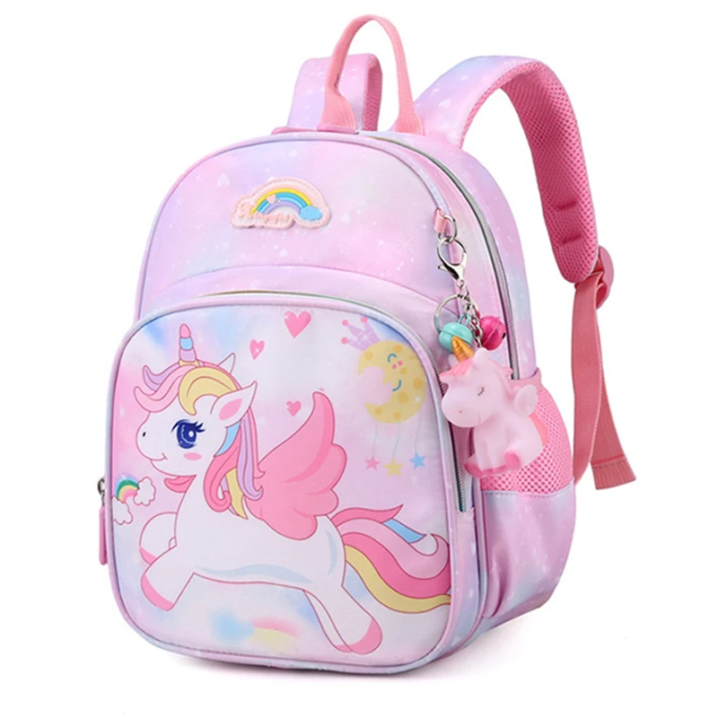 Unicorn Backpack Girls Cartoon Princess SchoolBags Kid Satchels Kindergarten Bookbag teen Send keychain Mochila Infantil Escolar