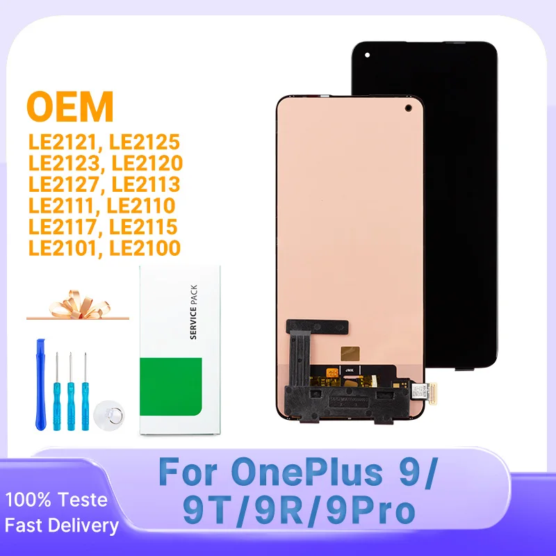 100% Tested LCD For OnePlus 9 Display Touch Screen Digitizer Replacement For OnePlus 9R LCD  9 Pro Display Panel LE2101 LE2121