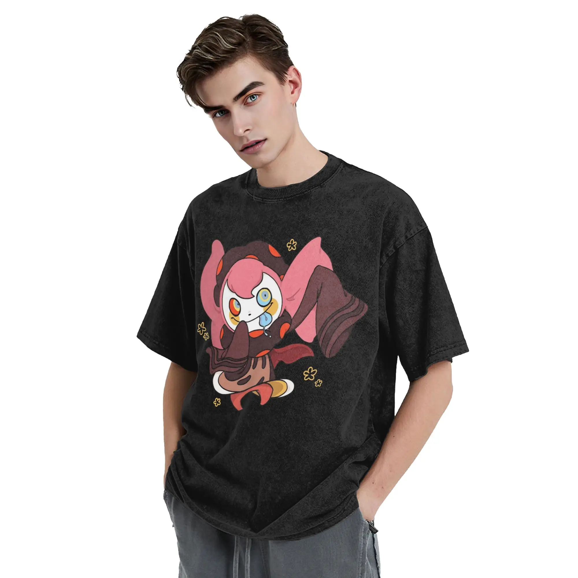 Puella Magi Madoka Magica Anime Washed T Shirts Streetwear T-Shirt Charlotte Desert Witch Tees for Men Women 100% Cotton