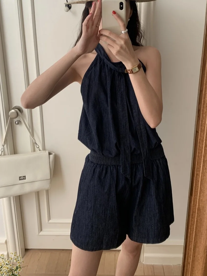 Alien Kitty Solid Holiday Women Suits Halter Loose New Blouses Summer Daily Sexy OL Chic Casual High Street Wide Leg Shorts