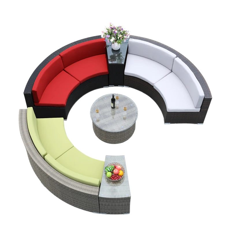 

Открытый диван из ротанга, круглая вилла, терраса, двор, искусство из ротанга, гостиная, досуг