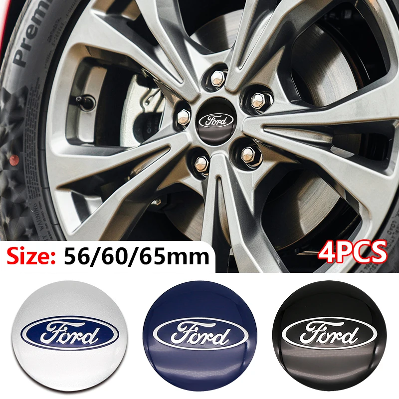 4pcs 56mm 60mm 65mm Car Styling Wheel Center Hub Caps Stickers Badge For Ford Fiesta Mondeo Fusion Explorer Escape Shelby Edge